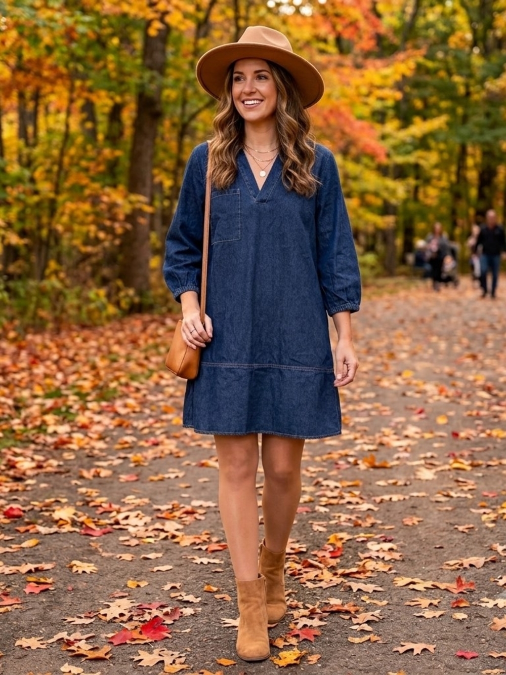 Dokotoo Denim Medium Wash Blue V-Neck Mini Peasant Dress Size Large